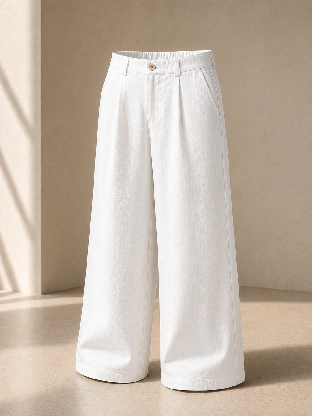White Linen Blend Wide-Leg trouser (free waist)