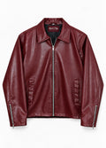 Maroon Club Italian Leather Boxy Fit Jacket — Burgundy