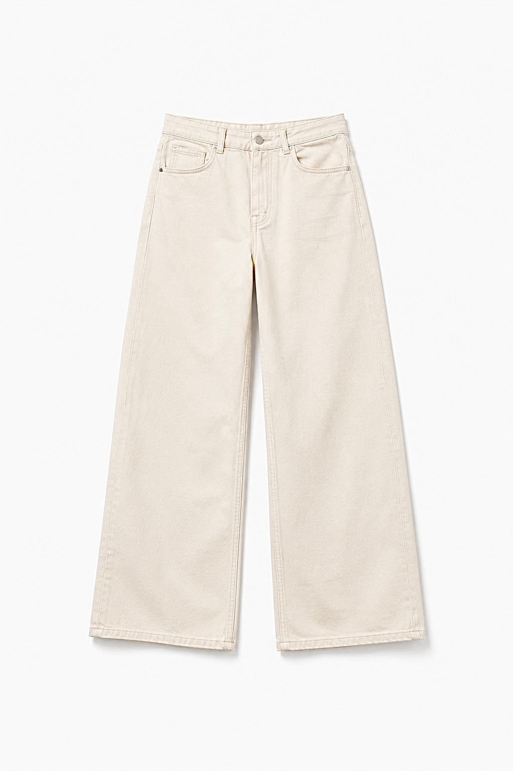 Beige wide leg baggy jeans