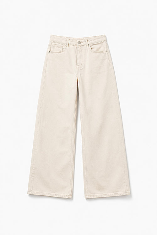 Beige wide leg baggy jeans