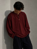 Waffle Henley Tee – Burgundy