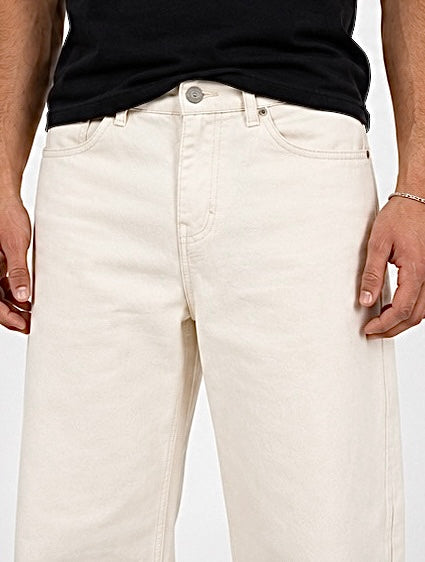 Beige wide leg baggy jeans