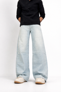 Ice blue wash baggy Wide-Leg Denim