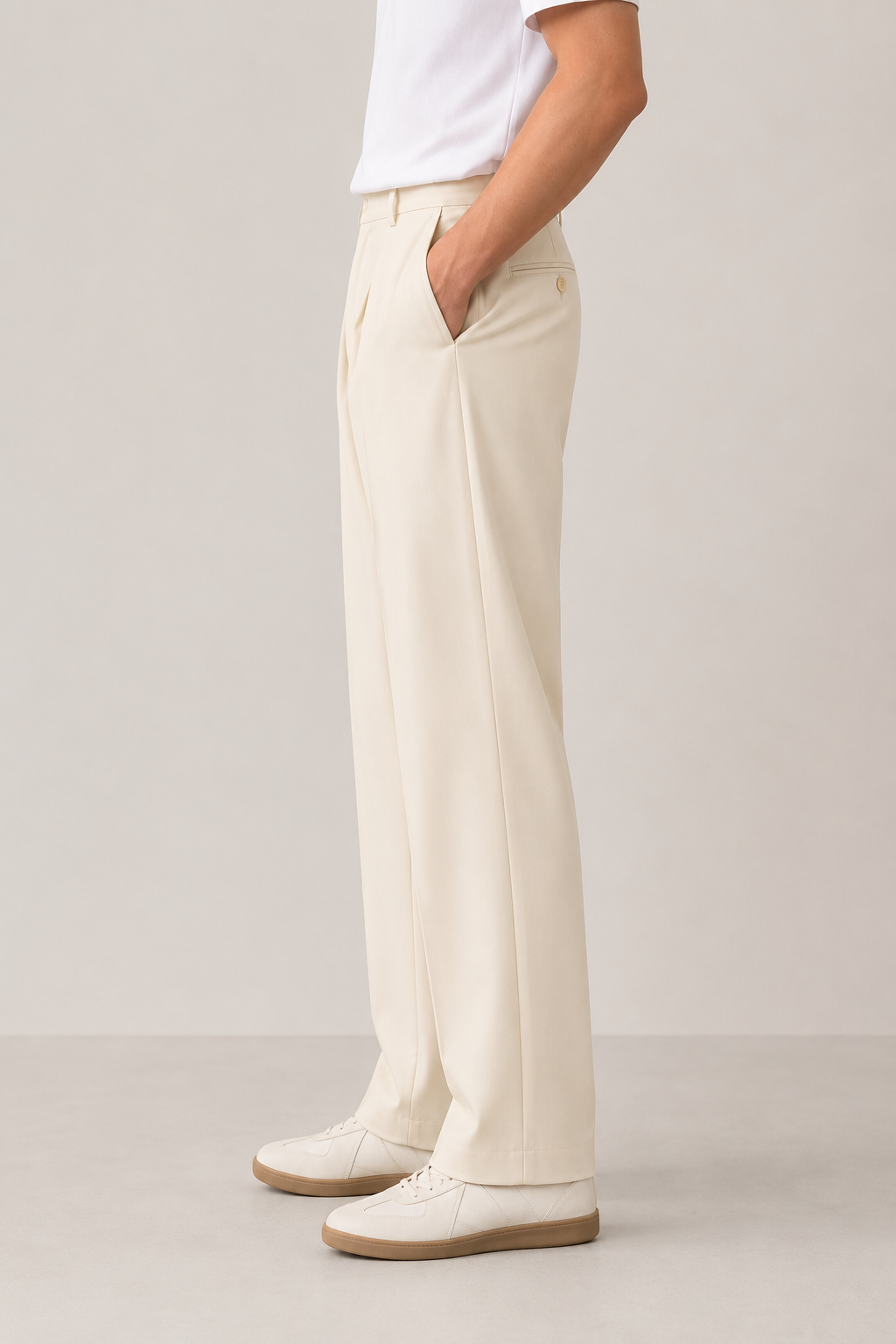 Beige korean pleated trouser