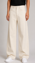 Beige wide leg baggy jeans