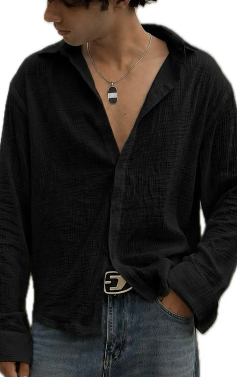 Crop shirt gauze fabric