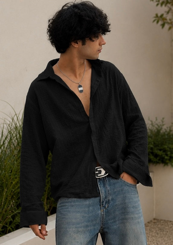 Crop shirt gauze fabric