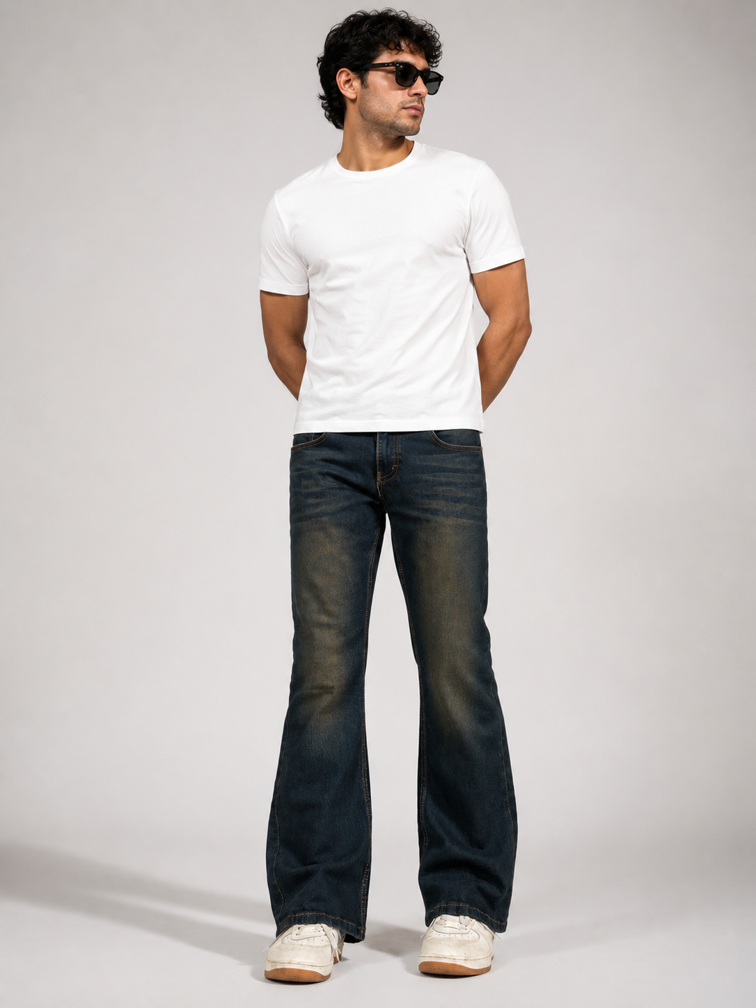 Vintage mud wash bootcut jeans