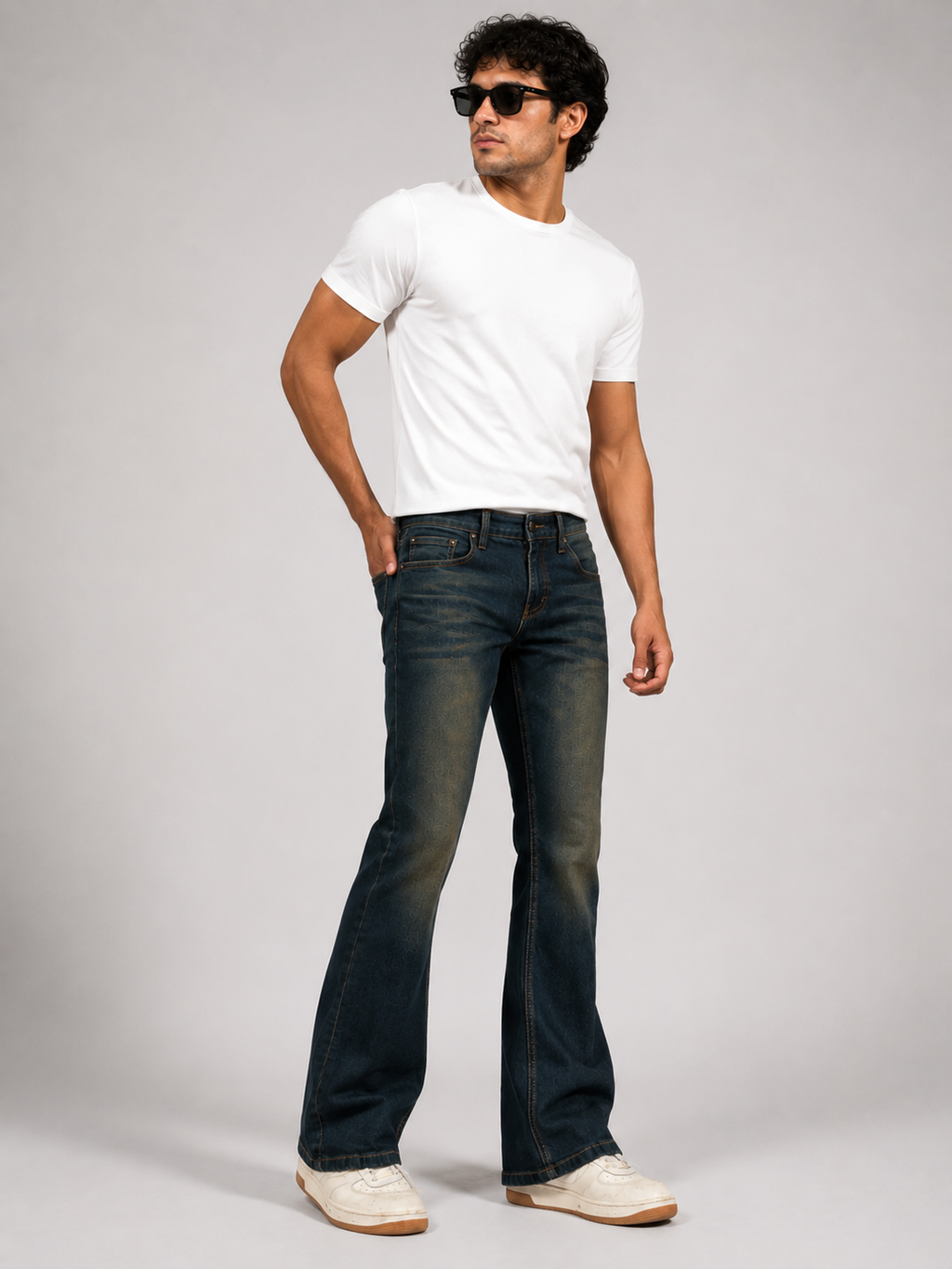 Vintage mud wash bootcut jeans