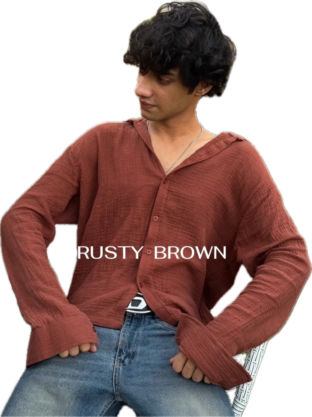 Crop shirt gauze fabric