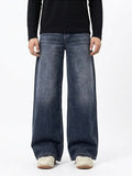 Grey Washed Wide-Leg Denim