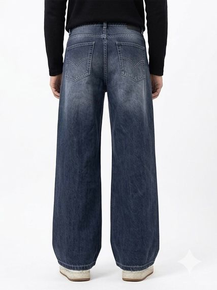 Grey Washed Wide-Leg Denim