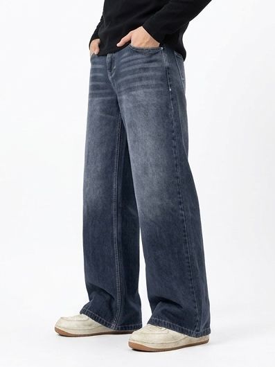 Grey Washed Wide-Leg Denim