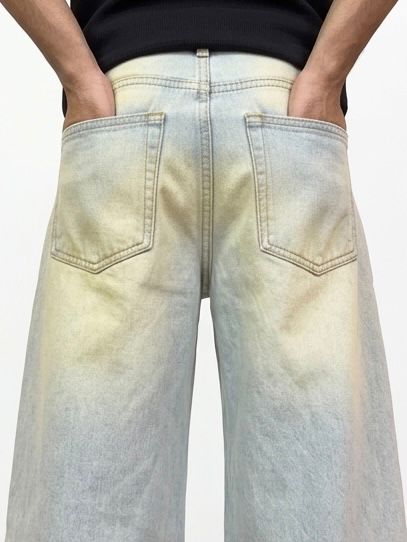 Ice blue wash baggy Wide-Leg Denim