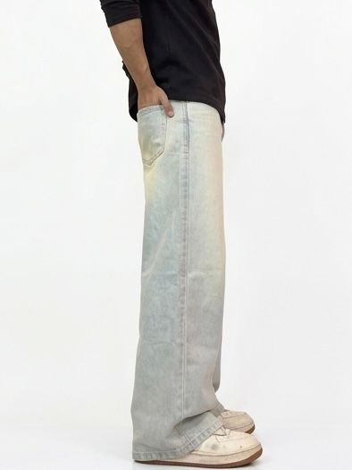 Ice blue wash baggy Wide-Leg Denim