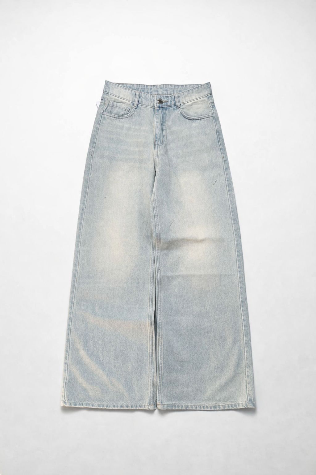 Ice blue wash baggy Wide-Leg Denim